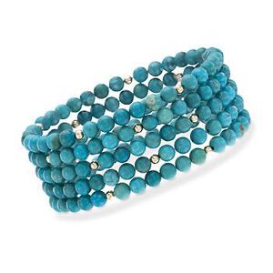 Set of Five Turquoise Bracelets in 14kt Yellow Gold #787024