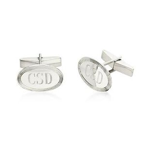Sterling Silver Personalized Oval cuff links #052212
