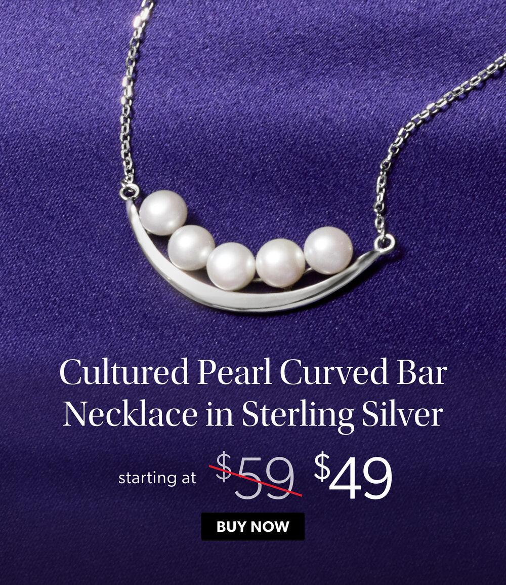 Cultured Pearl Curved Bar Necklace. Starting at $49