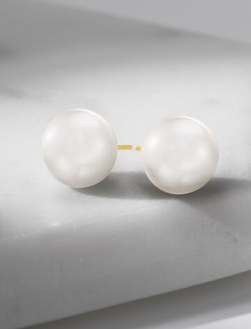 White Button Pearl Stud Earrings RSVP Collection