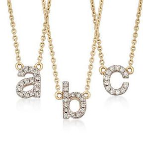 Diamond Accent Mini Initial Necklace in 14kt Yellow Gold #799498