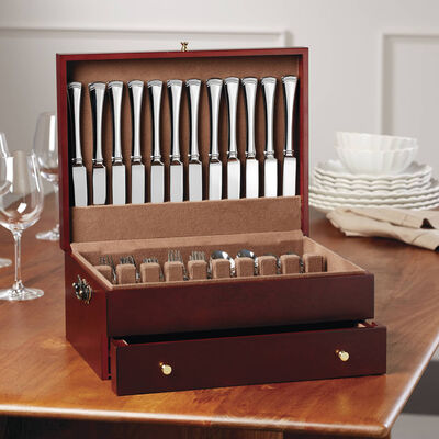 Flatware and Serving Utensils. Image featuring a flatware storage box