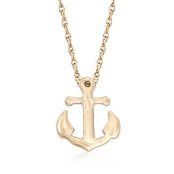 14kt Yellow Gold Over Sterling Silver Anchor Pendant Necklace. #826914
