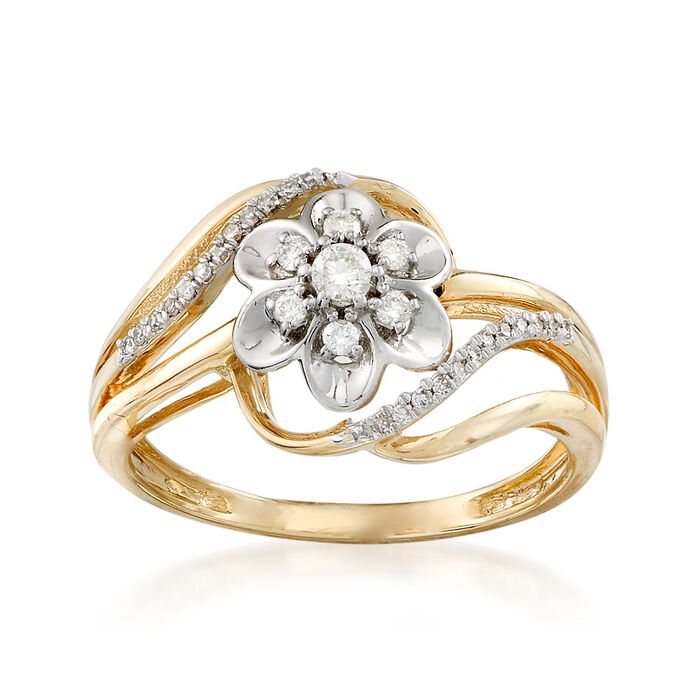 .23 ct. t.w. Diamond Floral Bypass Ring in 14kt Two-Tone Gold