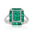 Gregg Ruth 1.80 ct. t.w. Emerald and .34 ct. t.w. Diamond Ring in 18kt White Gold  