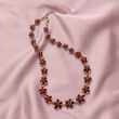 Orange Opal and 44.00 ct. t.w. Multi-Gemstone Floral Necklace in 18kt Rose Gold Over Sterling