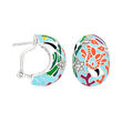 Belle Etoile &quot;Seahorse&quot; Multicolored Enamel and .10 ct. t.w. CZ Earrings in Sterling Silver