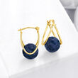 14.00 ct. t.w. Sapphire Bead Double-Hoop Earrings in 14kt Yellow Gold