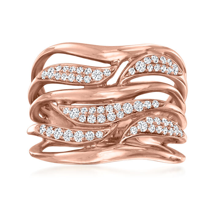 .40 ct. t.w. Diamond Multi-Row Leaf Ring in 18kt Rose Gold