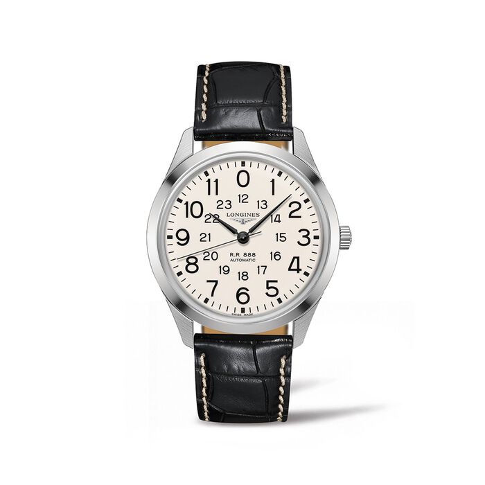 Longines Heritage Railroad Men's 40mm Automatic Stainless Steel Watch with Black Alligator