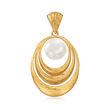 9.5-10mm Cultured Pearl Graduated Oval Pendant in 18kt Yellow Gold