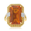 Fire Opal Ring with .72 ct. t.w. Yellow and White Diamonds in 18kt Two-Tone Gold