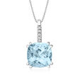 4.00 Carat Aquamarine Pendant Necklace with Diamond Accents in 14kt White Gold