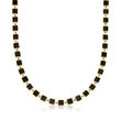 Black Onyx Station Necklace in 18kt Yellow Gold Over Sterling Silver