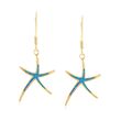 Blue Synthetic Opal Starfish Drop Earrings in 18kt Gold Over Sterling