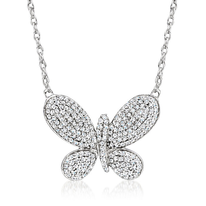 .33 ct. t.w. Diamond Butterfly Necklace in Sterling Silver