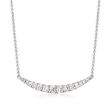 Gabriel Designs .49 ct. t.w. Diamond Curve Bar Necklace in 14kt White Gold
