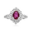 .90 Carat Ruby and .55 ct. t.w. Diamond Ring in 14kt White Gold