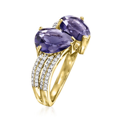 2.40 ct. t.w. Iolite and .19 ct. t.w. Diamond Ring in 14kt Yellow Gold