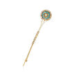 C. 1930 Vintage Seed Pearl and Blue and White Enamel Pin in 14kt Yellow Gold