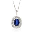 2.60 Carat Sapphire and .87 ct. t.w. Diamond Pendant Necklace in 14kt White Gold
