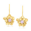 .60 ct. t.w. Amethyst Flower Drop Earrings in 18kt Gold Over Sterling