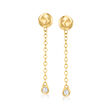Diamond-Accented Cable-Chain Drop Earrings in 14kt Yellow Gold