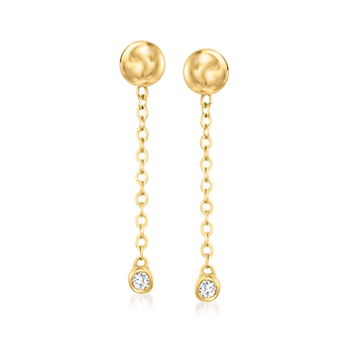 Diamond-Accented Cable-Chain Drop Earrings in 14kt Yellow Gold