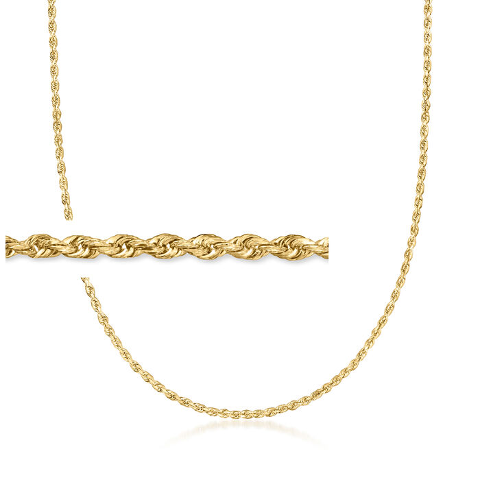 2.5mm Solid 14kt Yellow Gold Diamond-Cut Rope-Chain Necklace