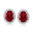 8.00 ct. t.w. Ruby and .30 ct. t.w. White Topaz Earrings in Sterling Silver