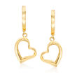 14kt Yellow Gold Open-Space Heart Drop Earrings