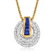.50 ct. t.w. Sapphire and .67 ct. t.w. Diamond Circle Necklace in 14kt Two-Tone Gold