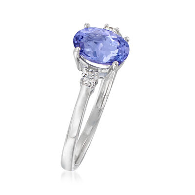 1.20 Carat Tanzanite Ring with .10 ct. t.w. Diamonds in 14kt White Gold