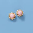 Pink Opal and .12 ct. t.w. Diamond Scalloped Earrings in 14kt Yellow Gold