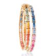 7.00 ct. t.w. Multicolored Sapphire and 1.15 ct. t.w. Diamond Bracelet in 14kt Yellow Gold
