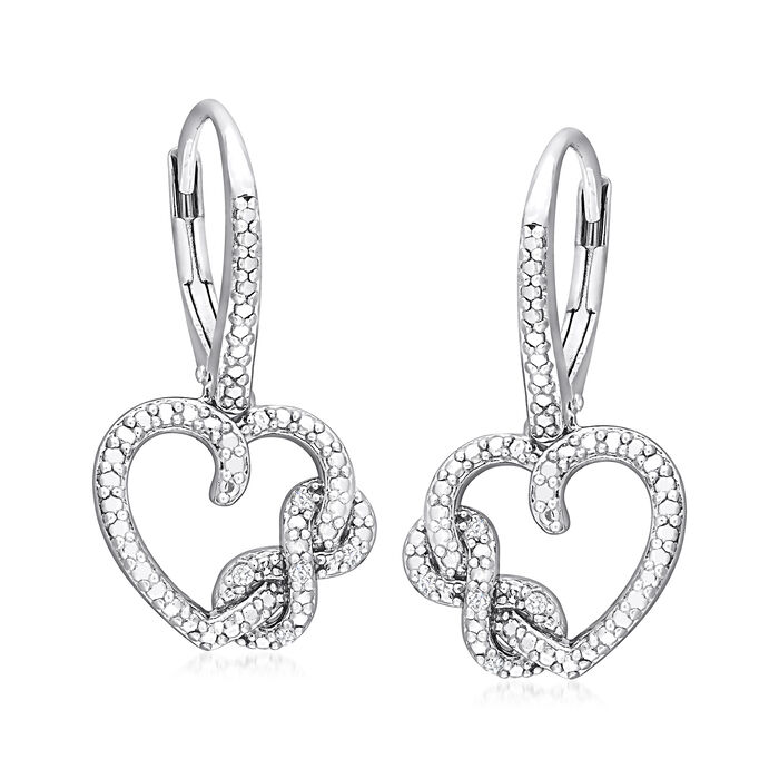 Diamond-Accented Heart and Infinity Symbol Drop Earrings in Sterling Silver
