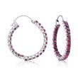 6.50 ct. t.w. Ruby Inside-Outside Hoop Earrings in Sterling Silver