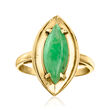 C. 1975 Vintage Marquise Jade Ring in 14kt Yellow Gold