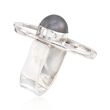9-10mm Black Cultured Pearl Oval Abstract Ring in Sterling Silver
