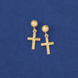 14kt Yellow Gold Small Cross Drop Earrings