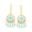 5.80 ct. t.w. Sky Blue Topaz Floral Drop Earrings in 18kt Gold Over Sterling
