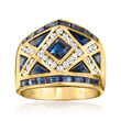 C. 1980 Vintage 1.95 ct. t.w. Sapphire and .50 ct. t.w. Diamond Ring in 18kt Yellow Gold