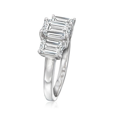 3.00 ct. t.w. Emerald-Cut Lab-Grown Diamond Three-Stone Ring in 14kt White Gold