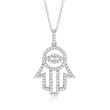 .50 ct. t.w. Diamond Hamsa Pendant Necklace in Sterling Silver