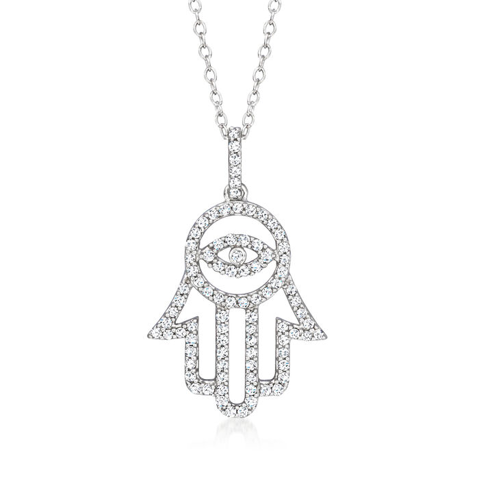 .50 ct. t.w. Diamond Hamsa Pendant Necklace in Sterling Silver