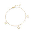 14kt Yellow Gold Star Trio Dangle Anklet