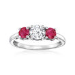 .50 Carat Lab-Grown Diamond Ring with .60 ct. t.w. Rubies in 14kt White Gold