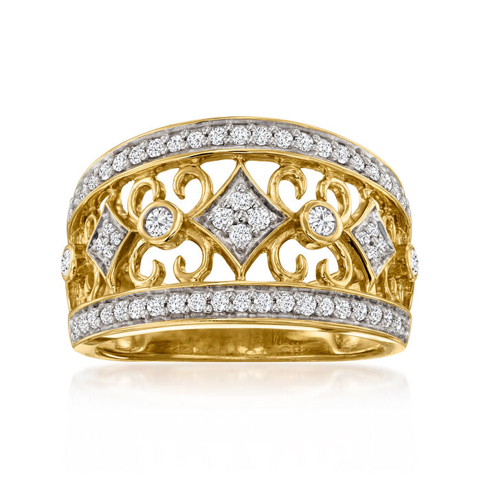 .50 ct. t.w. Diamond Scrollwork Ring in 18kt Gold Over Sterling