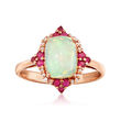 Opal and .20 ct. t.w. Ruby Ring in 14kt Rose Gold