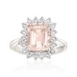 3.70 Carat Morganite and .63 ct. t.w. Diamond Ring in 14kt White Gold